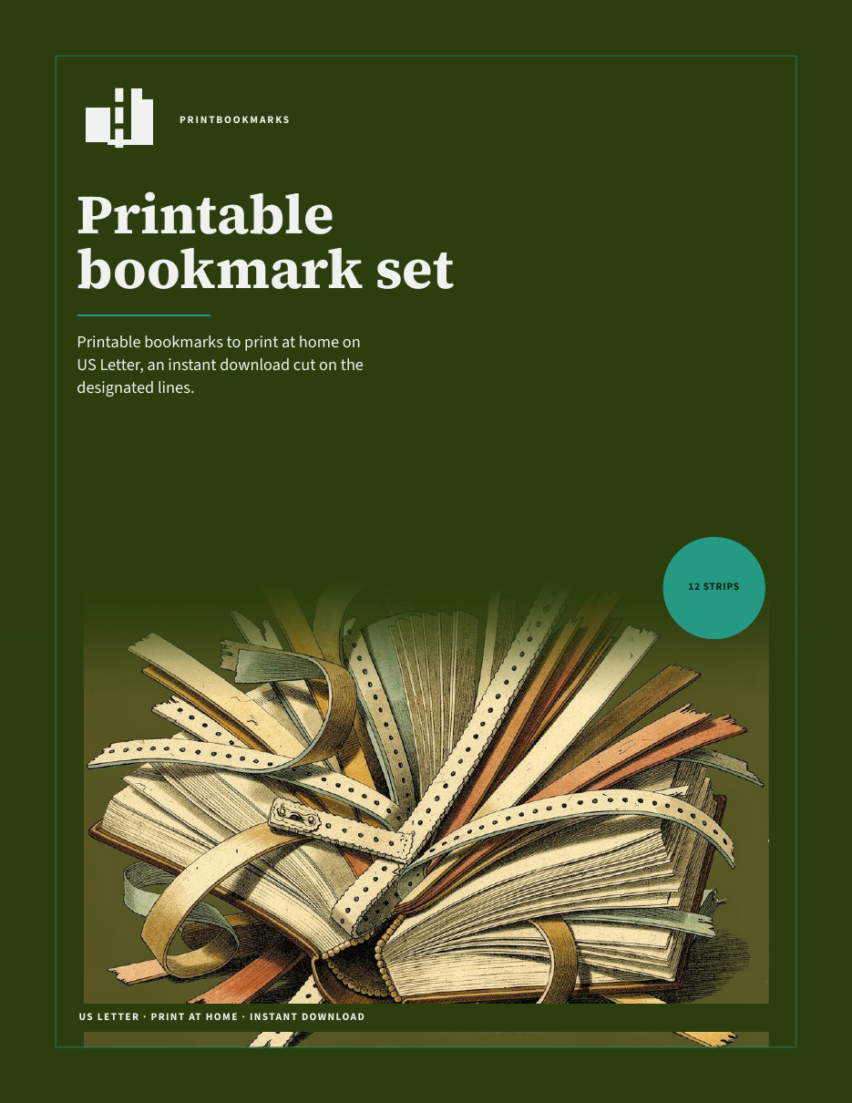 Cover page of Printable bookmark set.